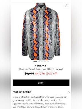 Versace Red and Black Snake Print Shirt